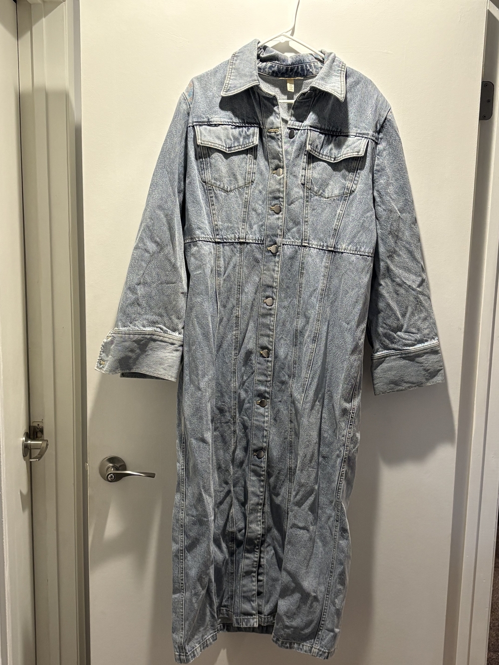 H&M Light Blue Denim Longline Jacket Dress